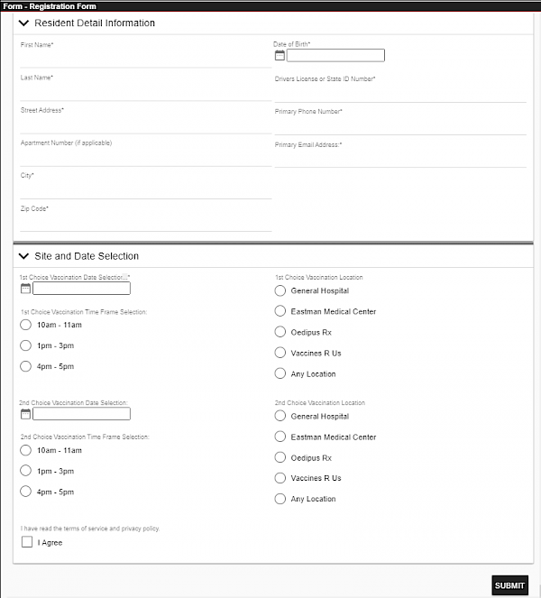 COVID vaccination registration form